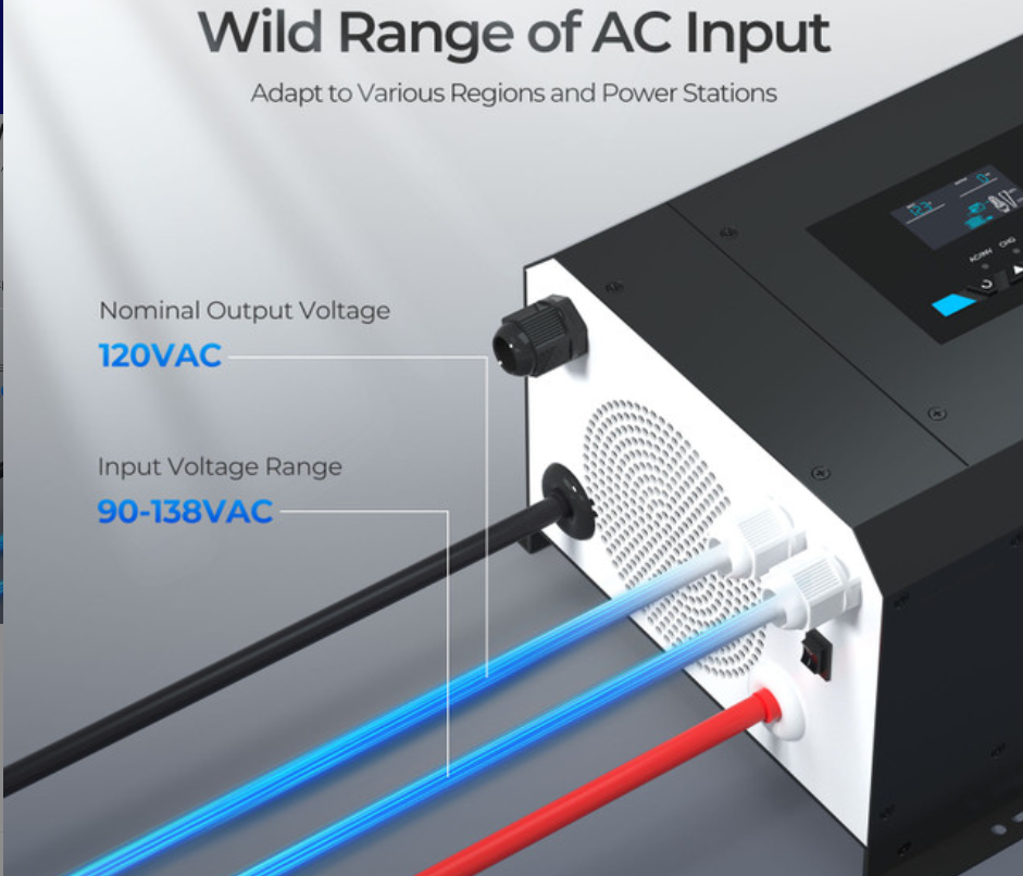 2000W 12V Pure Sine Wave Inverter Charger w/ LCD Display-4