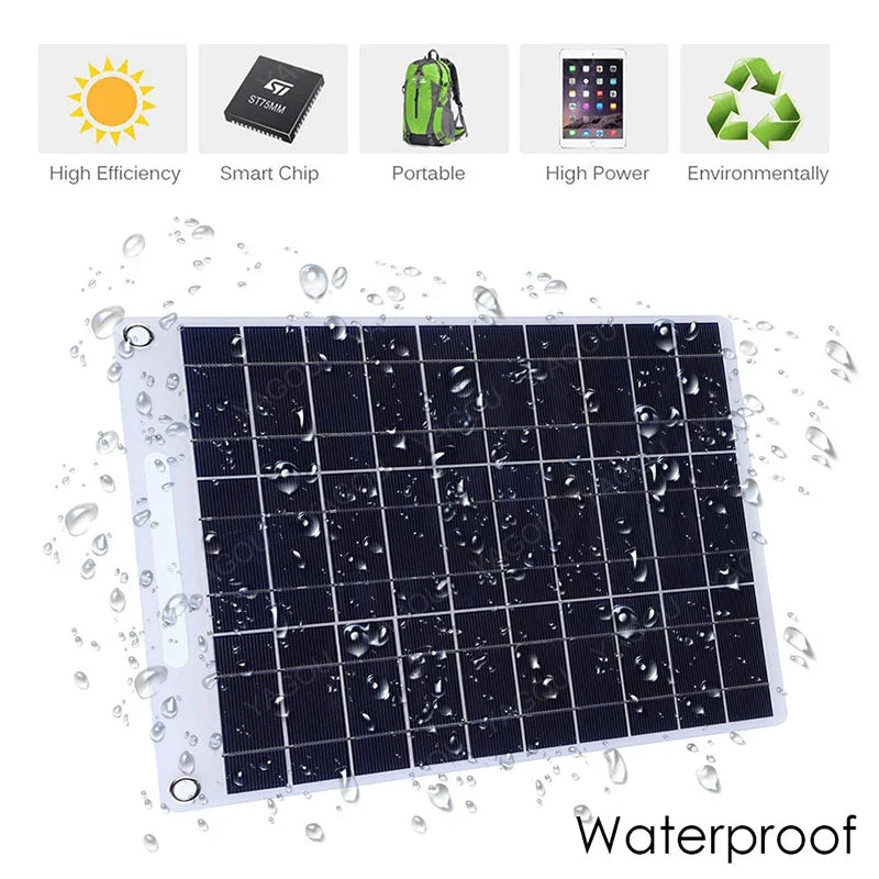 100W Solar Plate – 5V Flexible Solar Panel with Dual USB Ports for Outdoor Charging-3